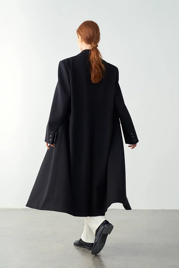 Oversized Shoulder-pads Long Blazer Coat