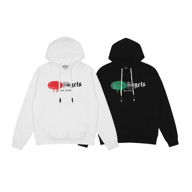 Palm Angels Hoodie Angel Letter Print Spray Paint Pullover Hoodie Jacket