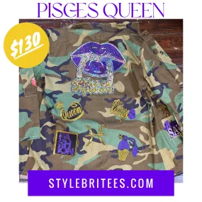 PISCES QUEEN CAMOUFLAGE BLING Patchwork JACKET