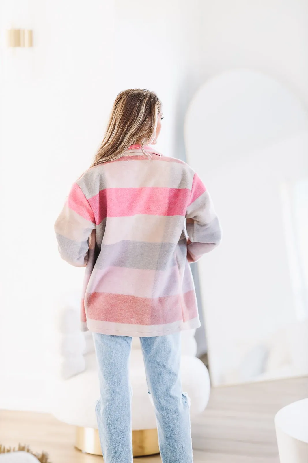 Plaid Shacket - Pink and Grey