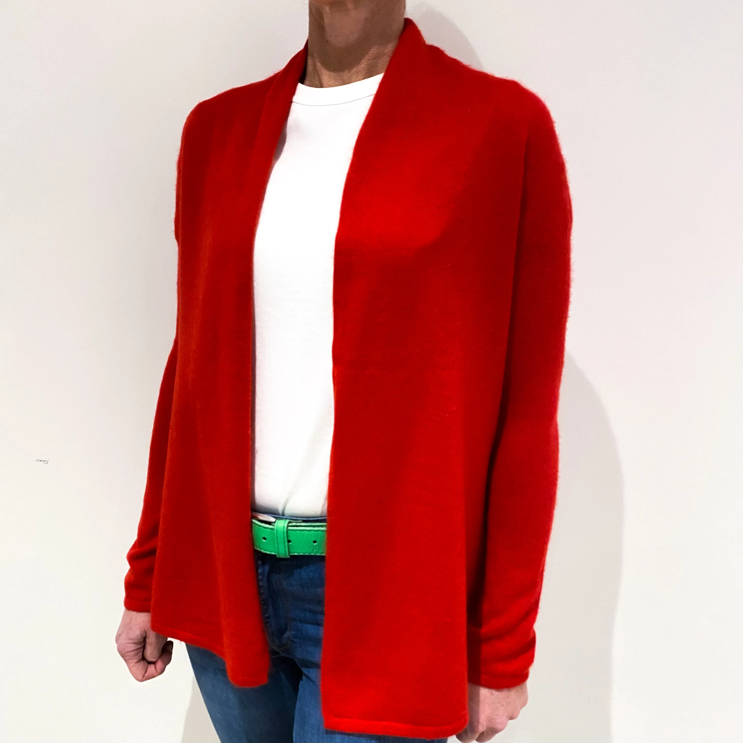 Post Box Red Cashmere Edge To Edge Cardigan Small