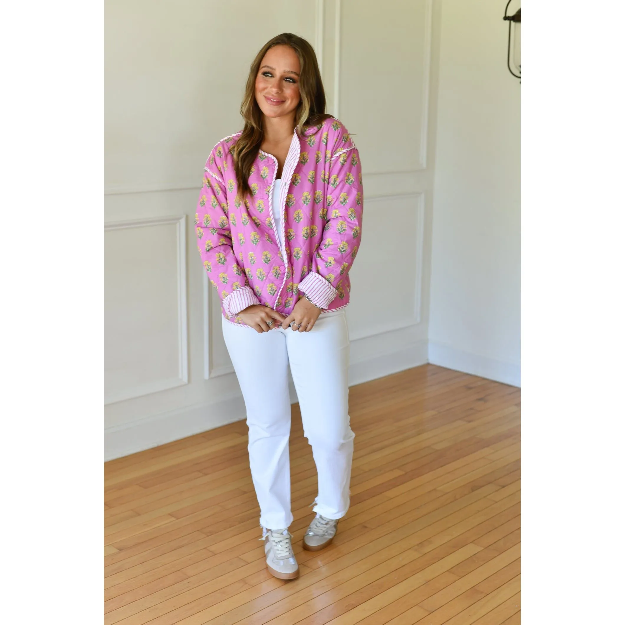 Precious Impressions Pink Floral Quilted Jacket