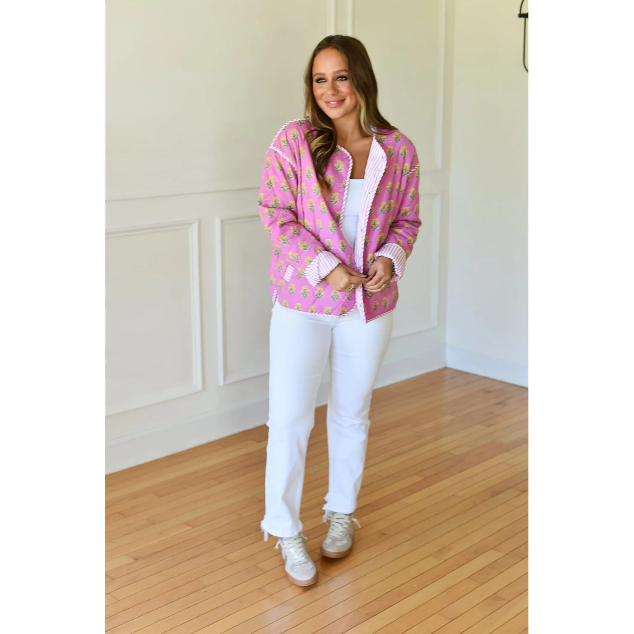 Precious Impressions Pink Floral Quilted Jacket