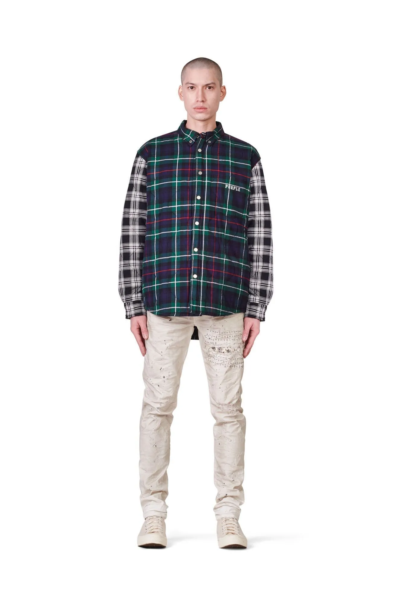 PURPLE BRAND QUILTED PLAID SHIRT Mens Apparel