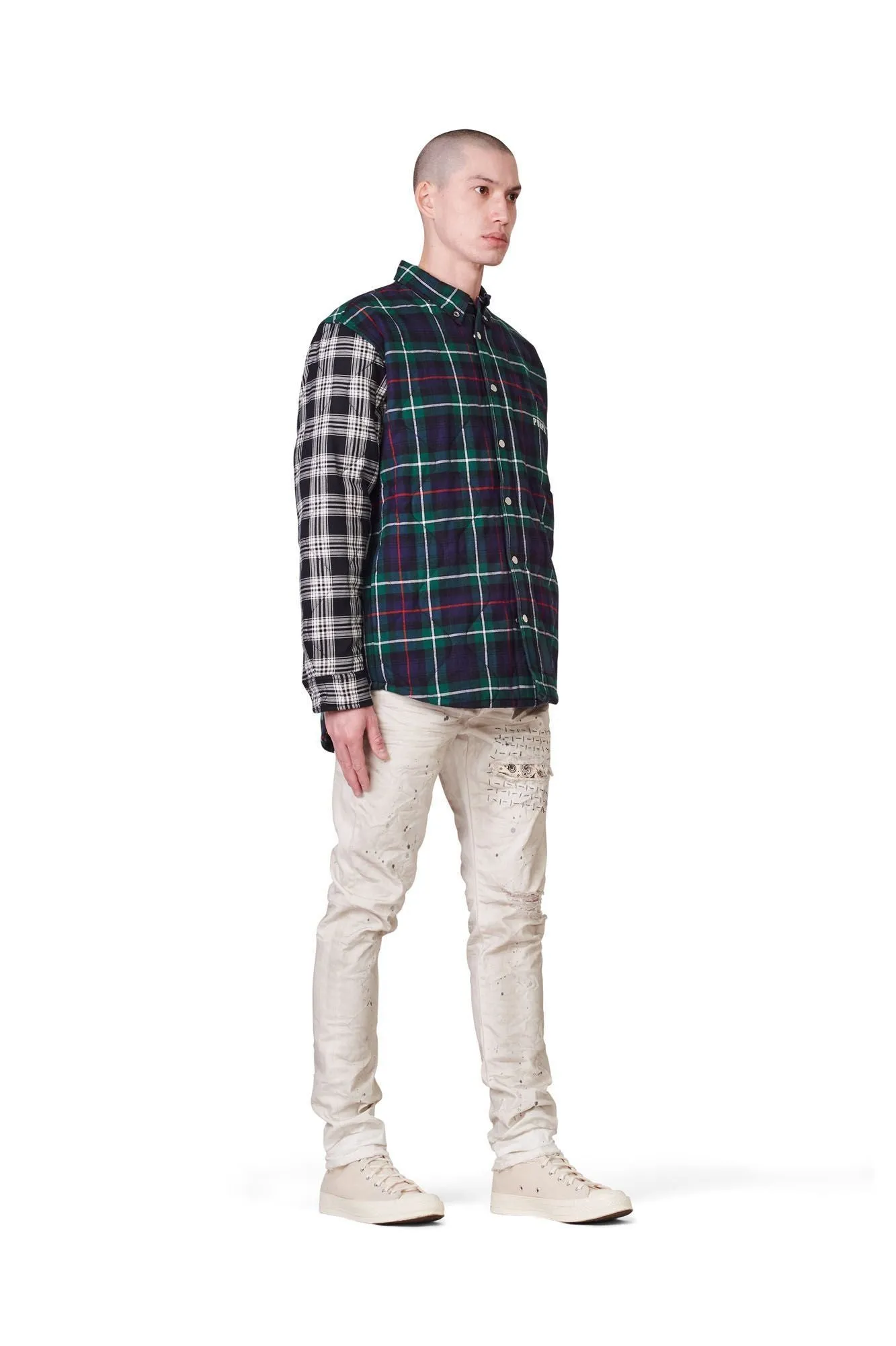 PURPLE BRAND QUILTED PLAID SHIRT Mens Apparel