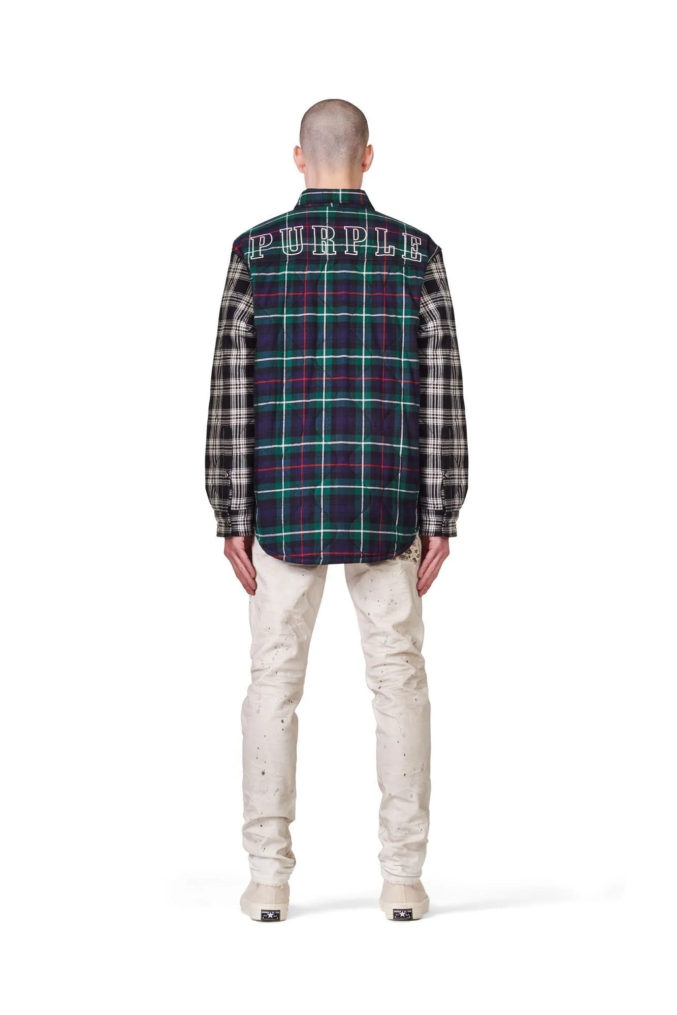 PURPLE BRAND QUILTED PLAID SHIRT Mens Apparel