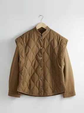 Quilted extended-shoulder jacket