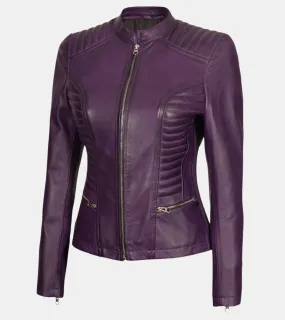 Raine Women's Violet Quilted Leather Jacket