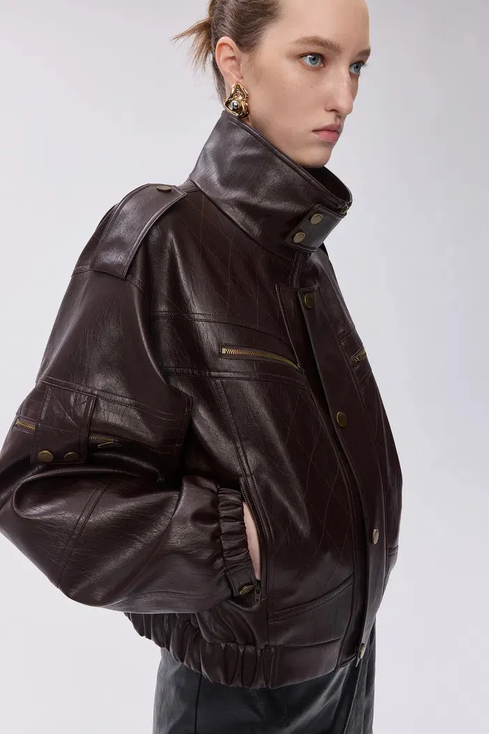 Raon Quilted Eco Leather Jacket