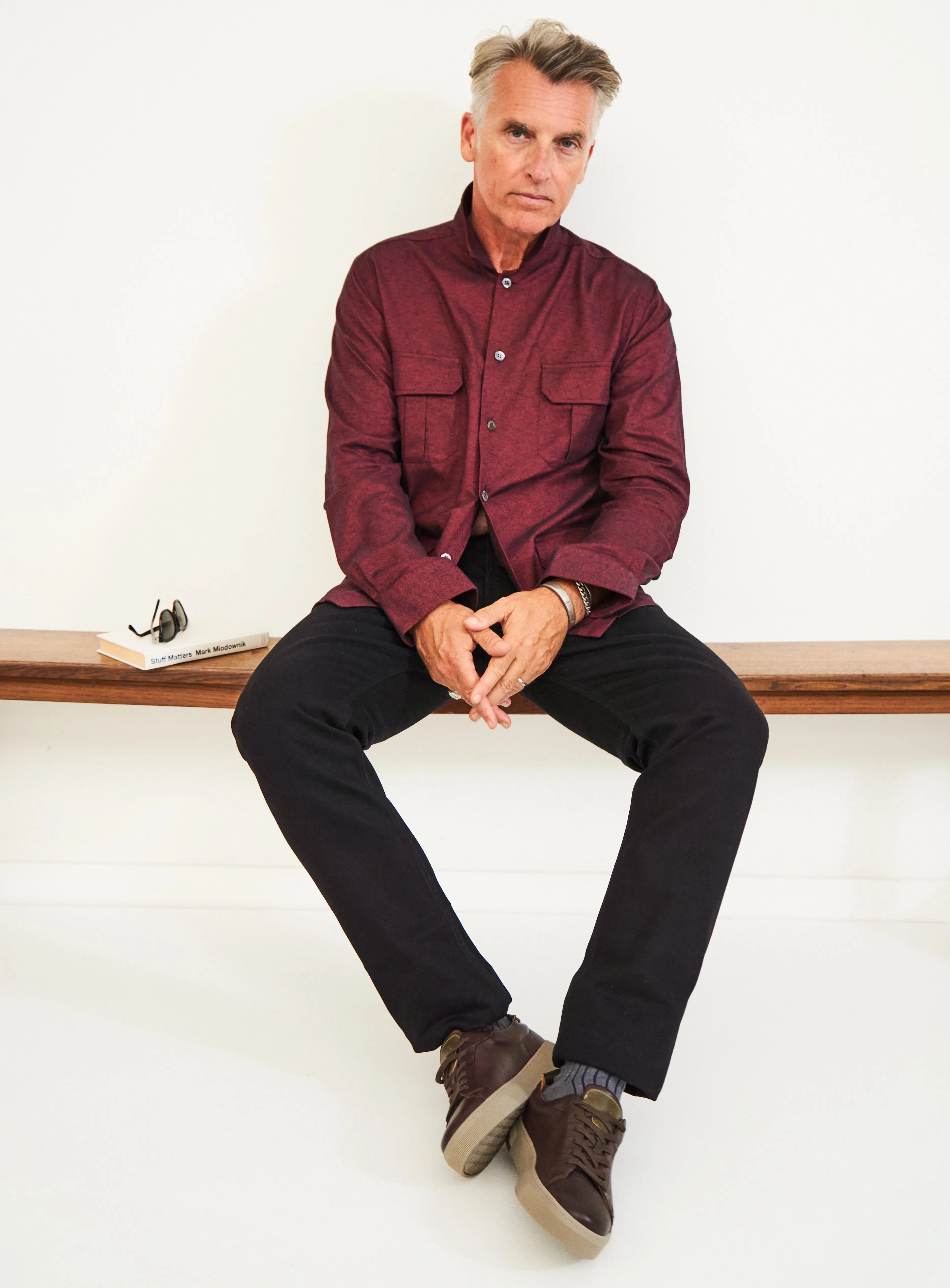 Recycled Italian Flannel Deep Red Over-Shirt