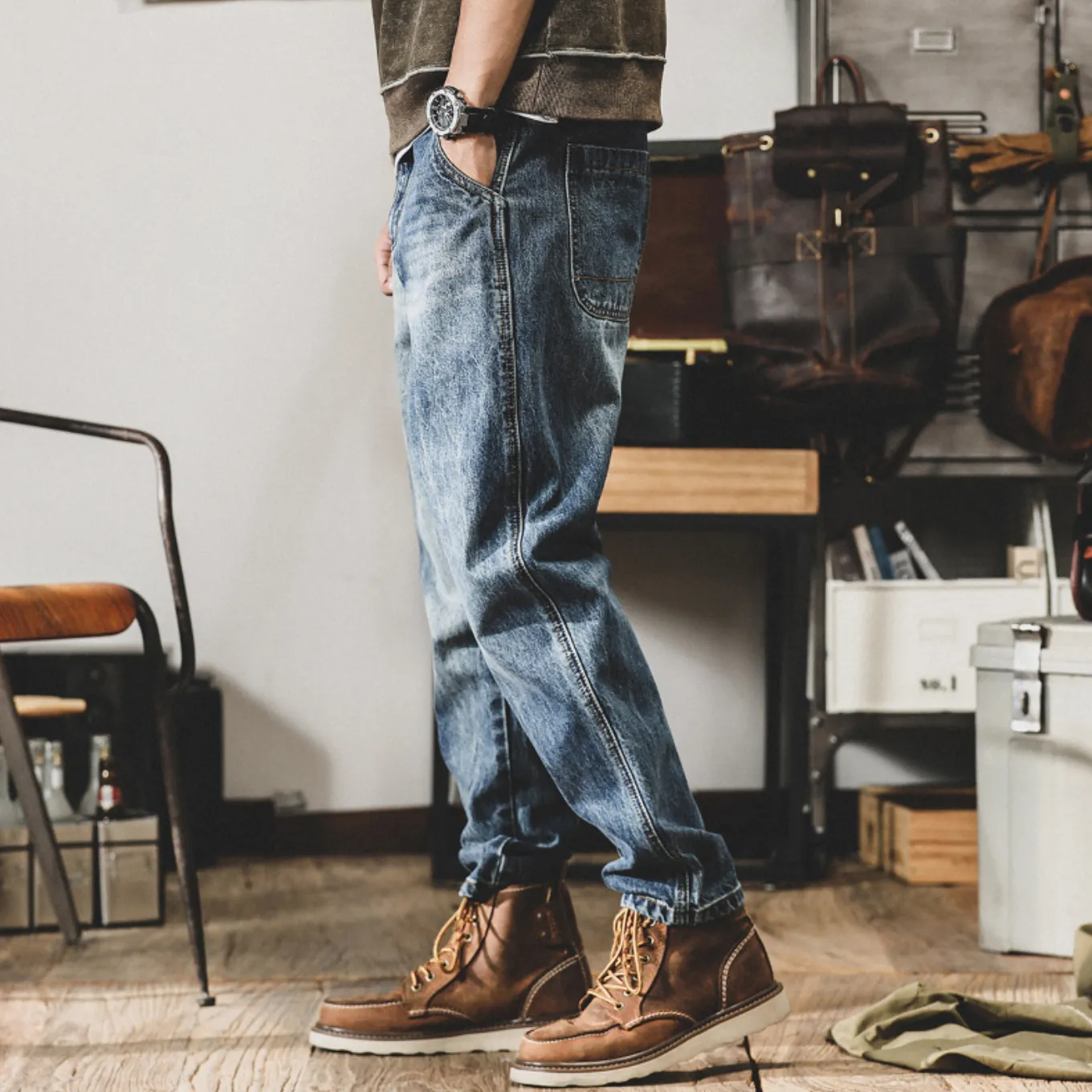 Retro Loose Straight Pants P0803
