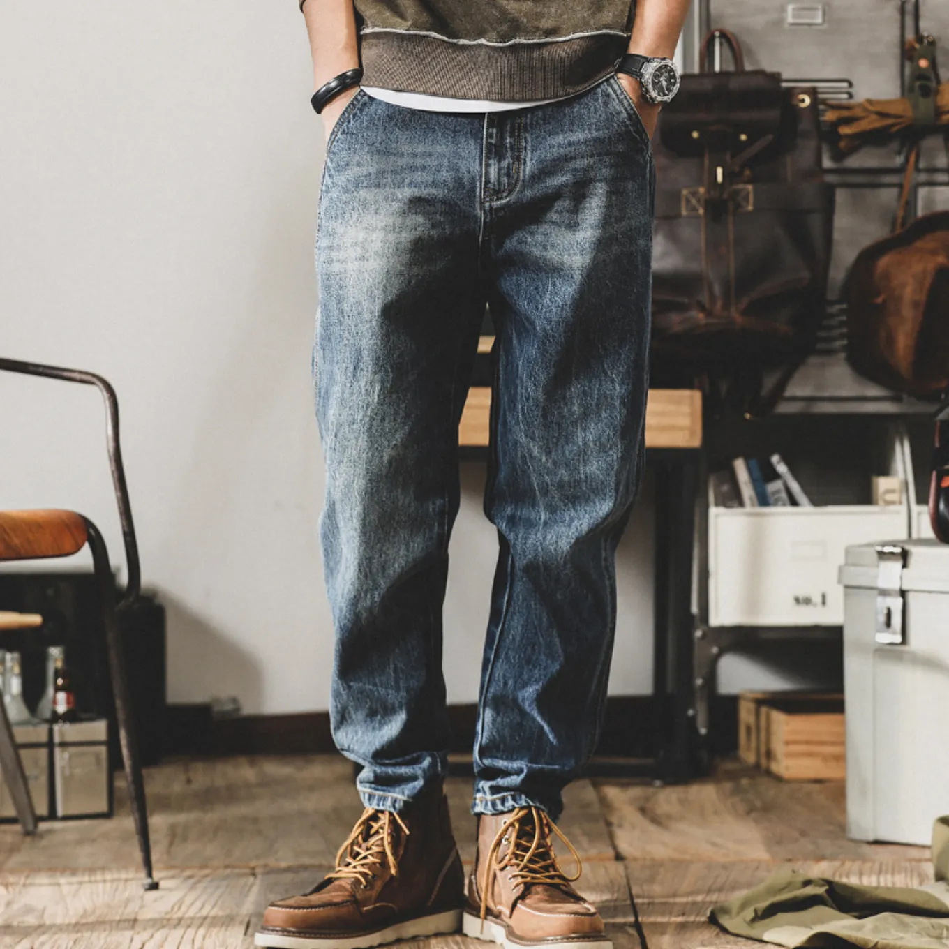 Retro Loose Straight Pants P0803