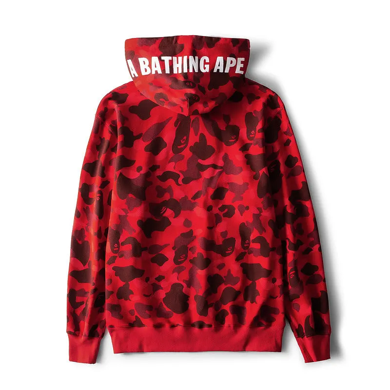 Shark Print Hoodie Male And Female Couples Wear Plus Size Loose Camouflage Pullover Hoodie Sweater