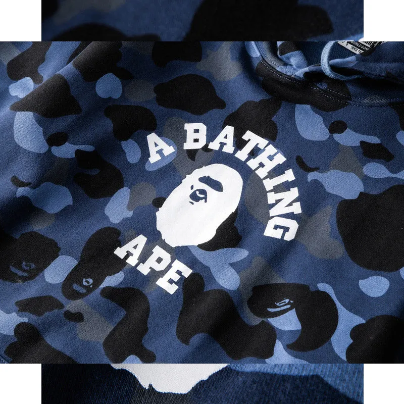 Shark Print Hoodie Male And Female Couples Wear Plus Size Loose Camouflage Pullover Hoodie Sweater