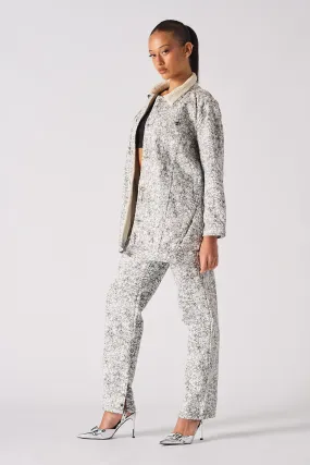 Sherpa printed Denim Jacket - Grey