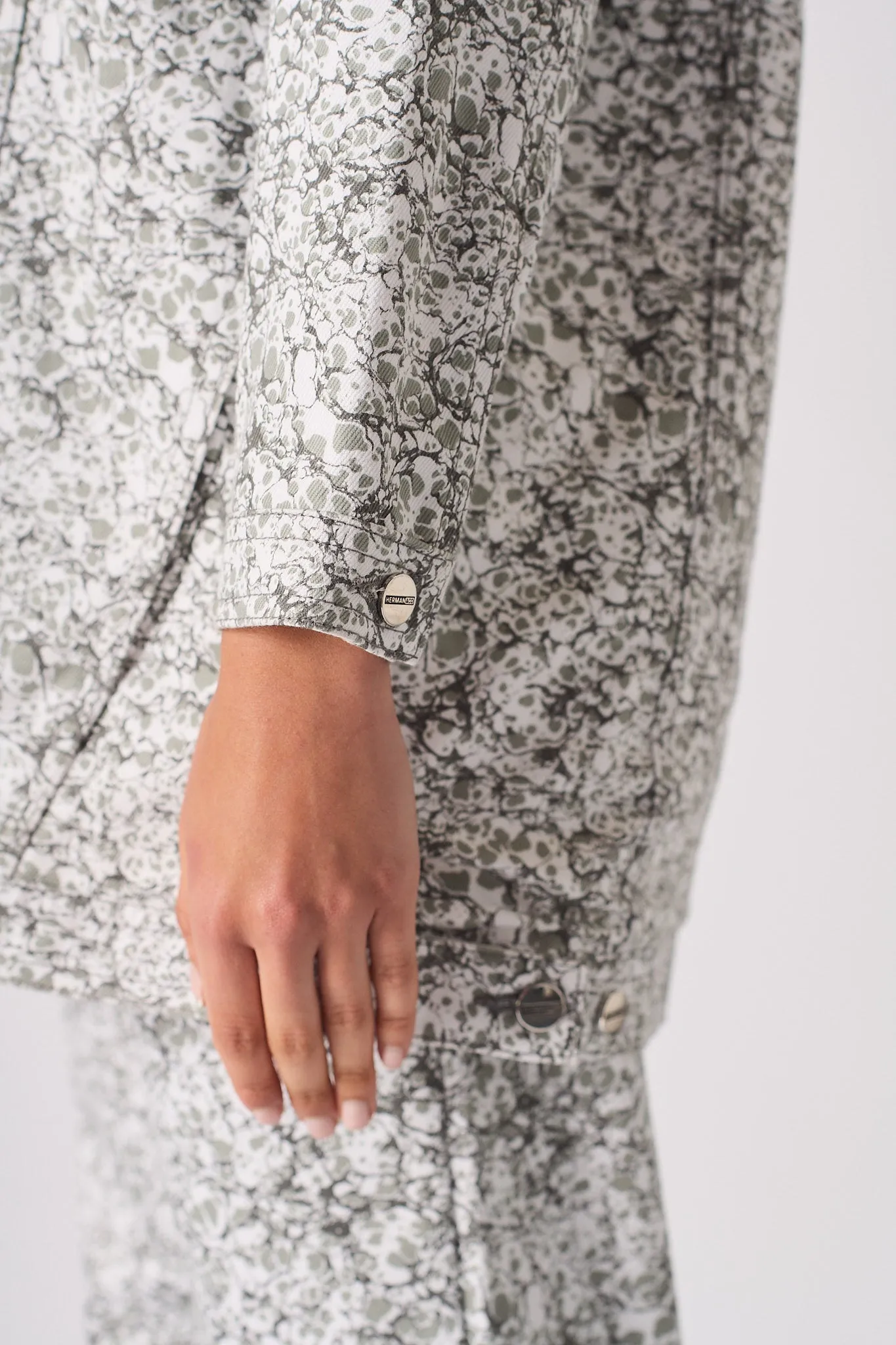 Sherpa printed Denim Jacket - Grey