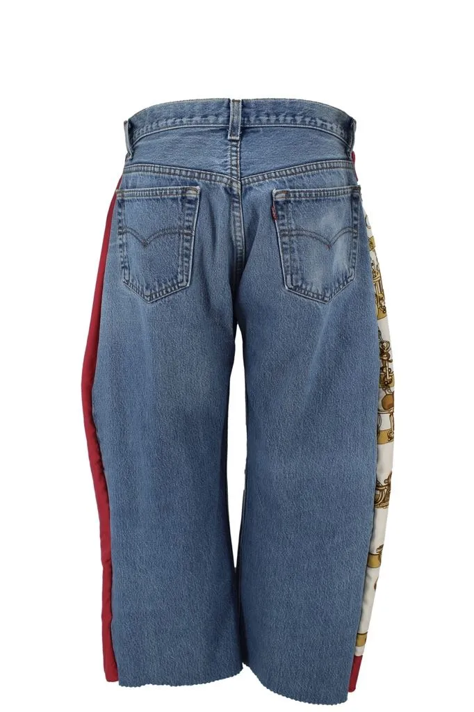 Silk Scarf Panel Pants