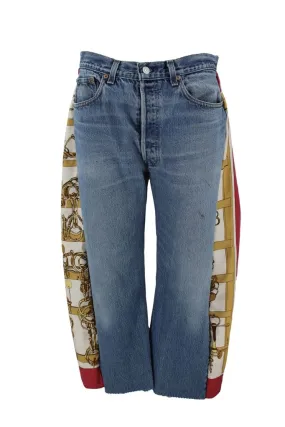 Silk Scarf Panel Pants