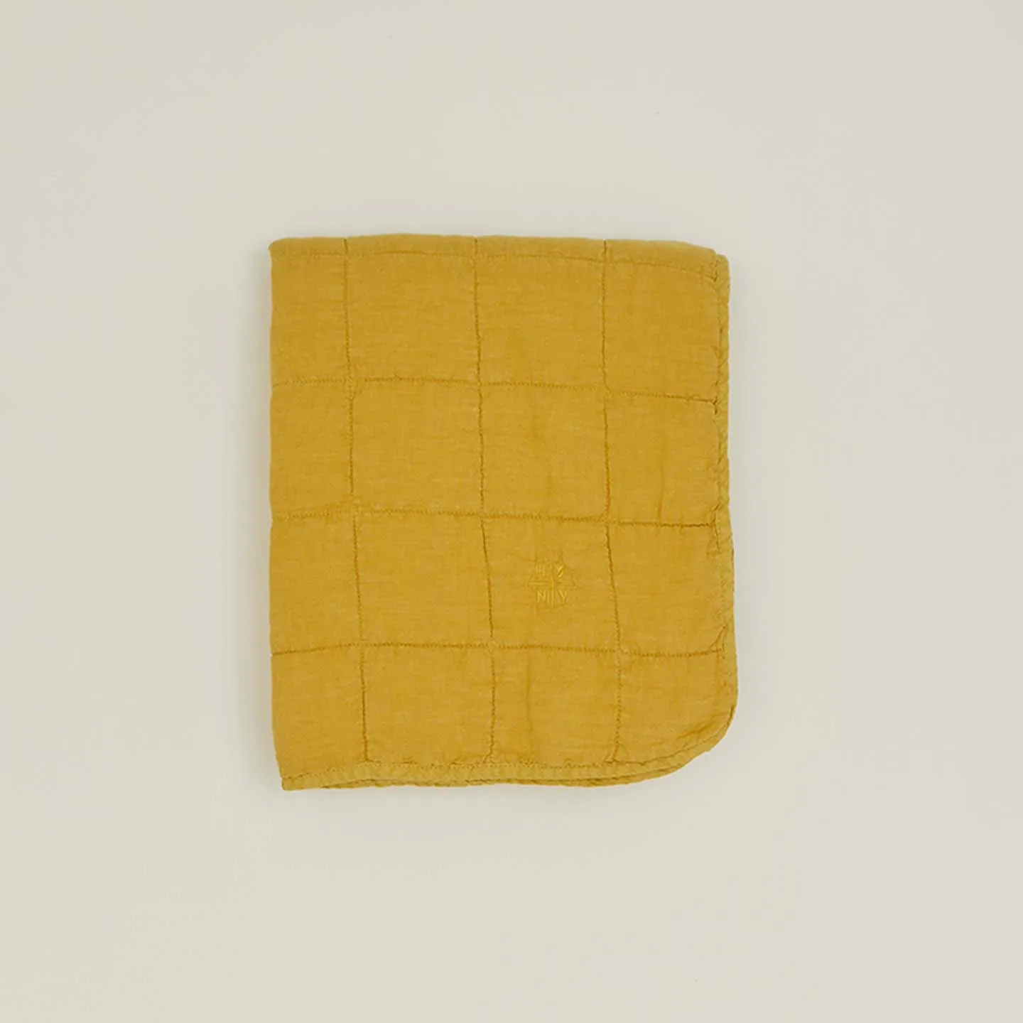 Simple Linen Quilted Throw - Mustard
