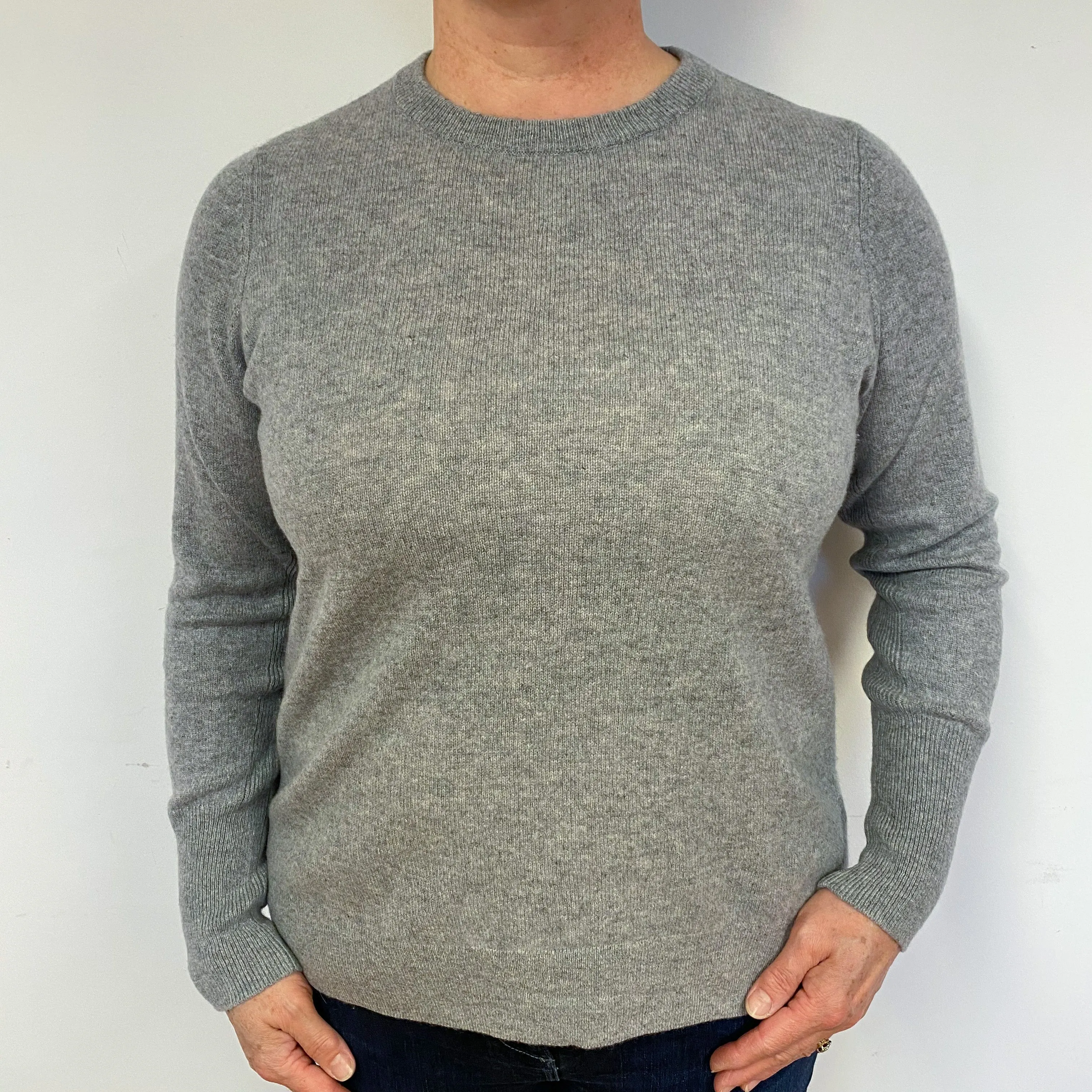 Smoke Grey Cashmere Crew Neck Jumper Large.