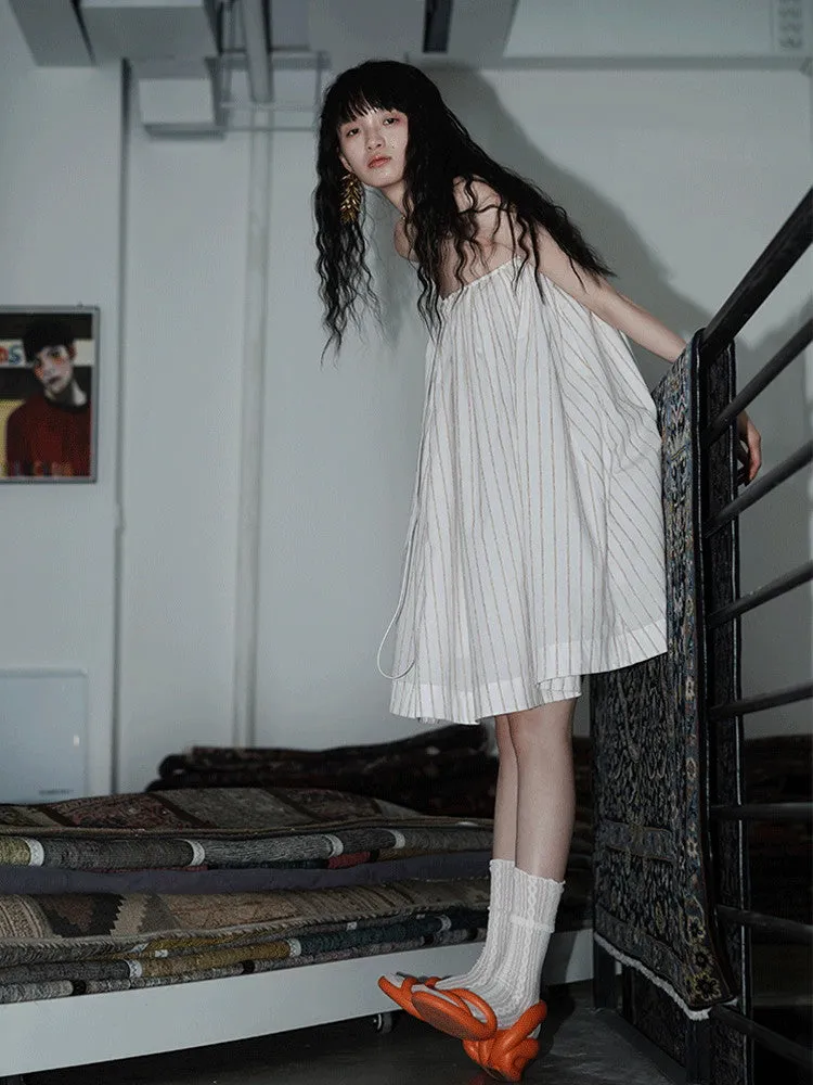 Stripe Casual A-Line Thin Flare-Skirt