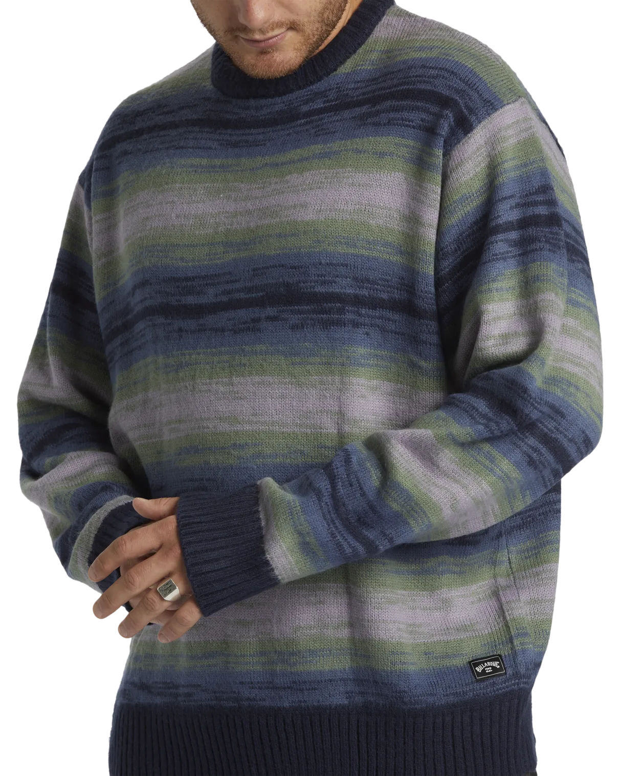Stripe Crew Jumper in Navy