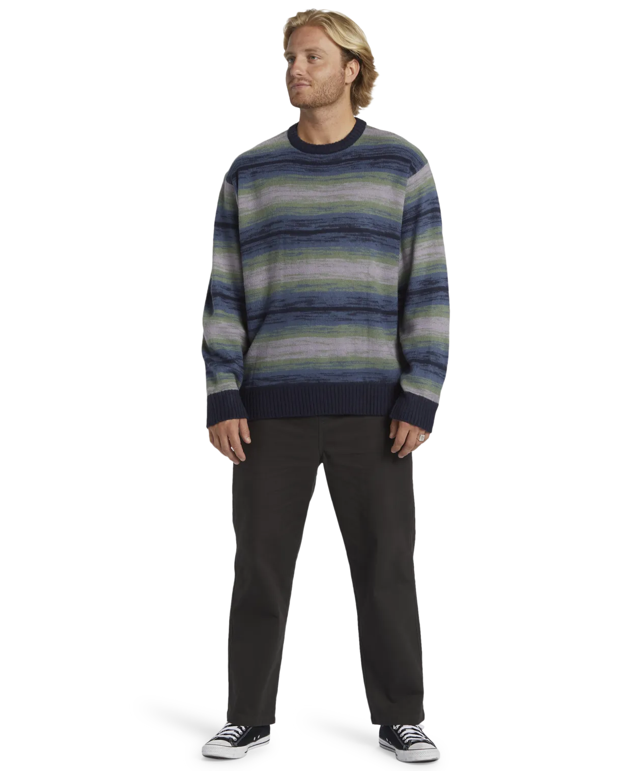 Stripe Crew Jumper in Navy