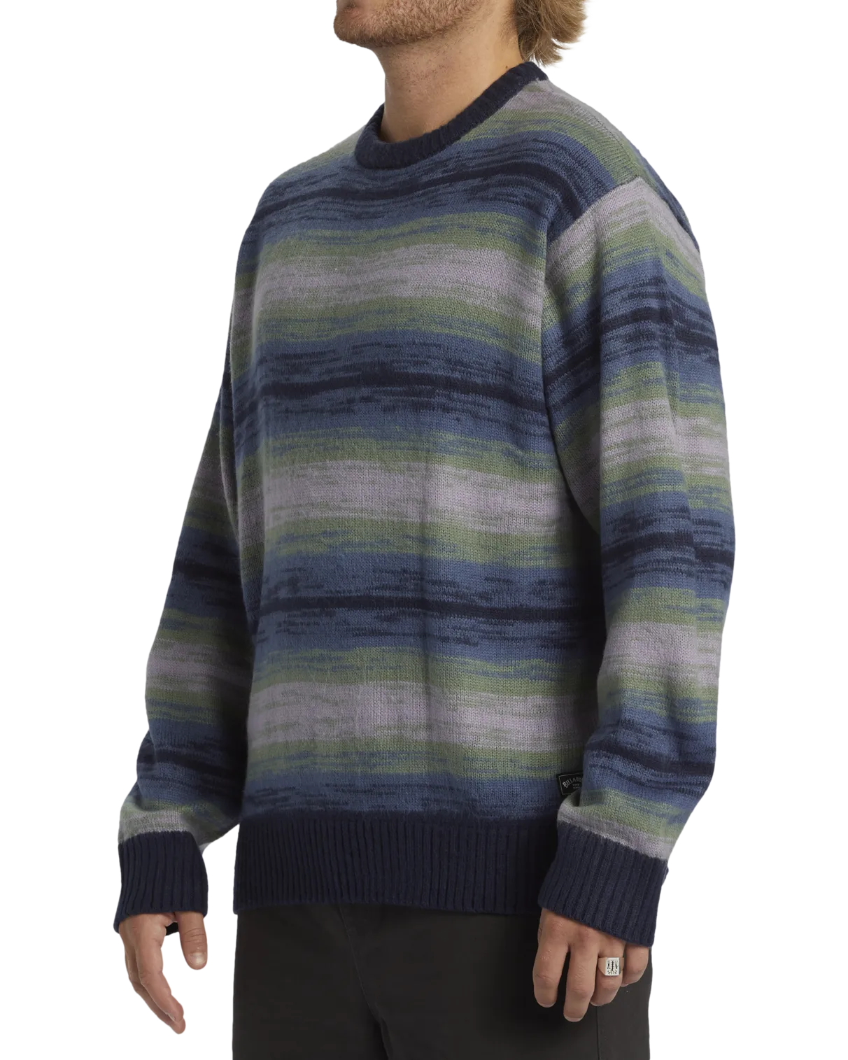 Stripe Crew Jumper in Navy