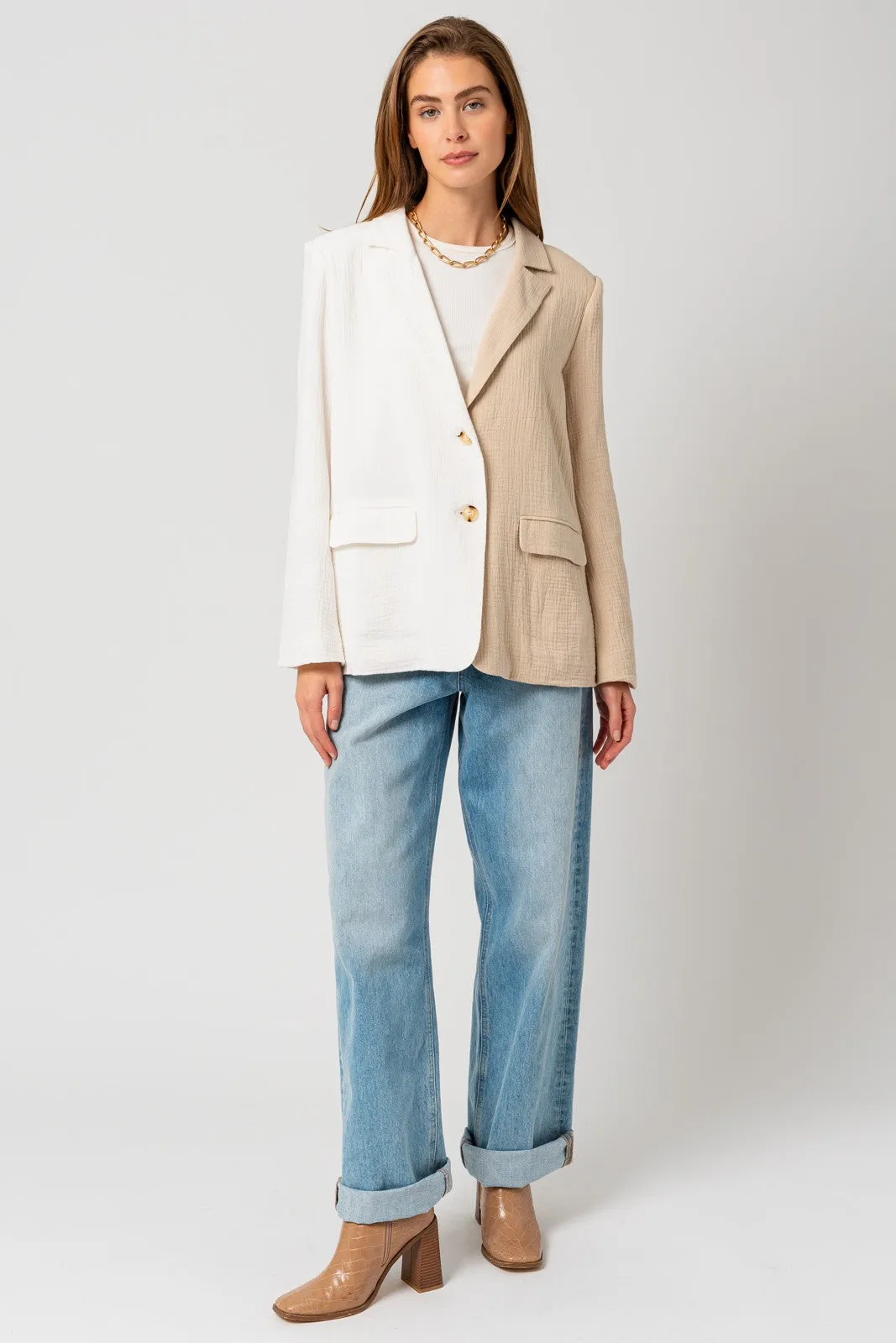Taupe Temptation Color Block Blazer