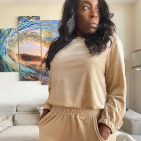 Velvet Crew Neck Sweatshirt | Lady of Leisure Velvet Sweatshirt Top Buttercream