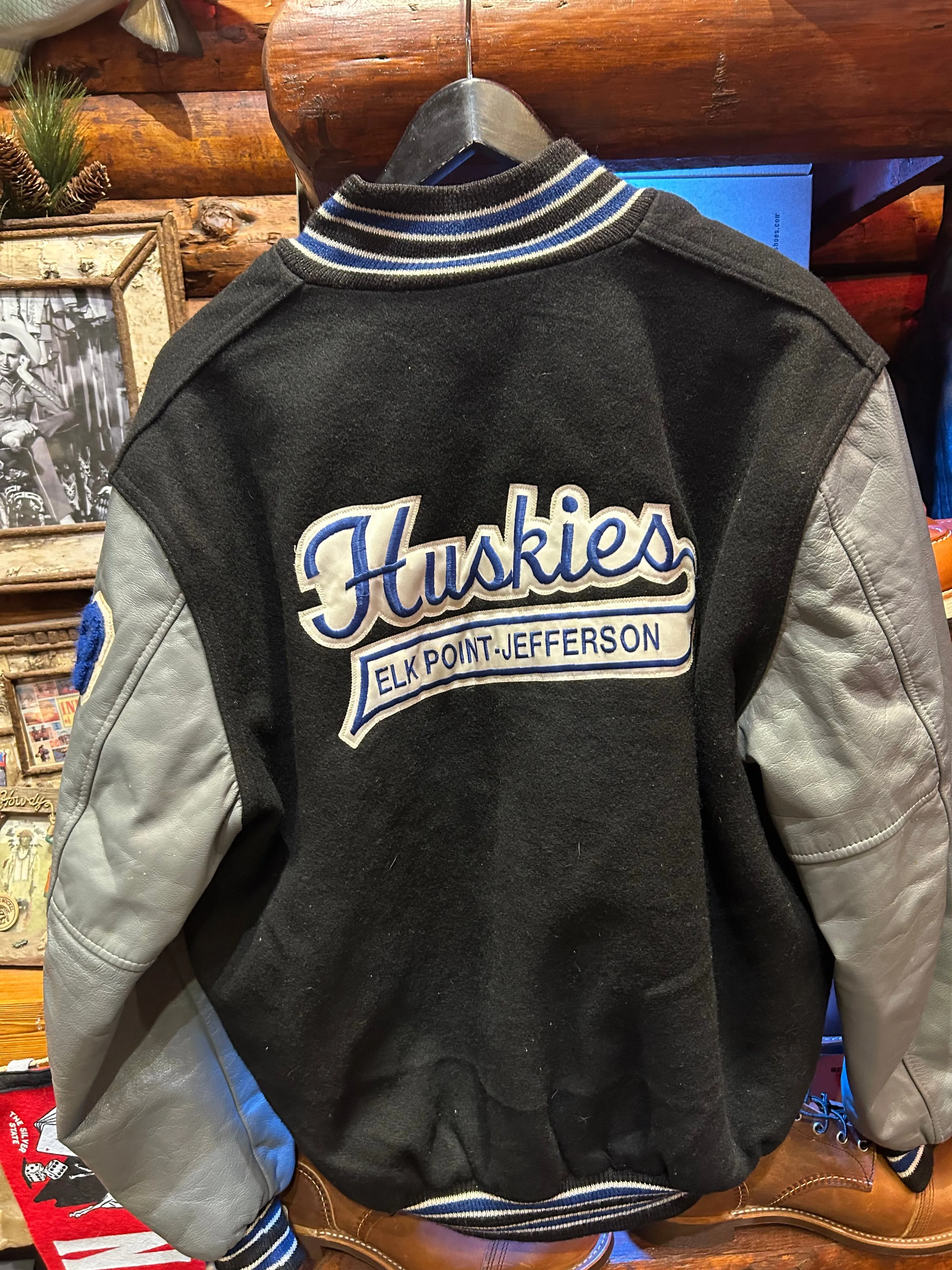 Vintage Huskies Letterman Jacket W Pins, Large