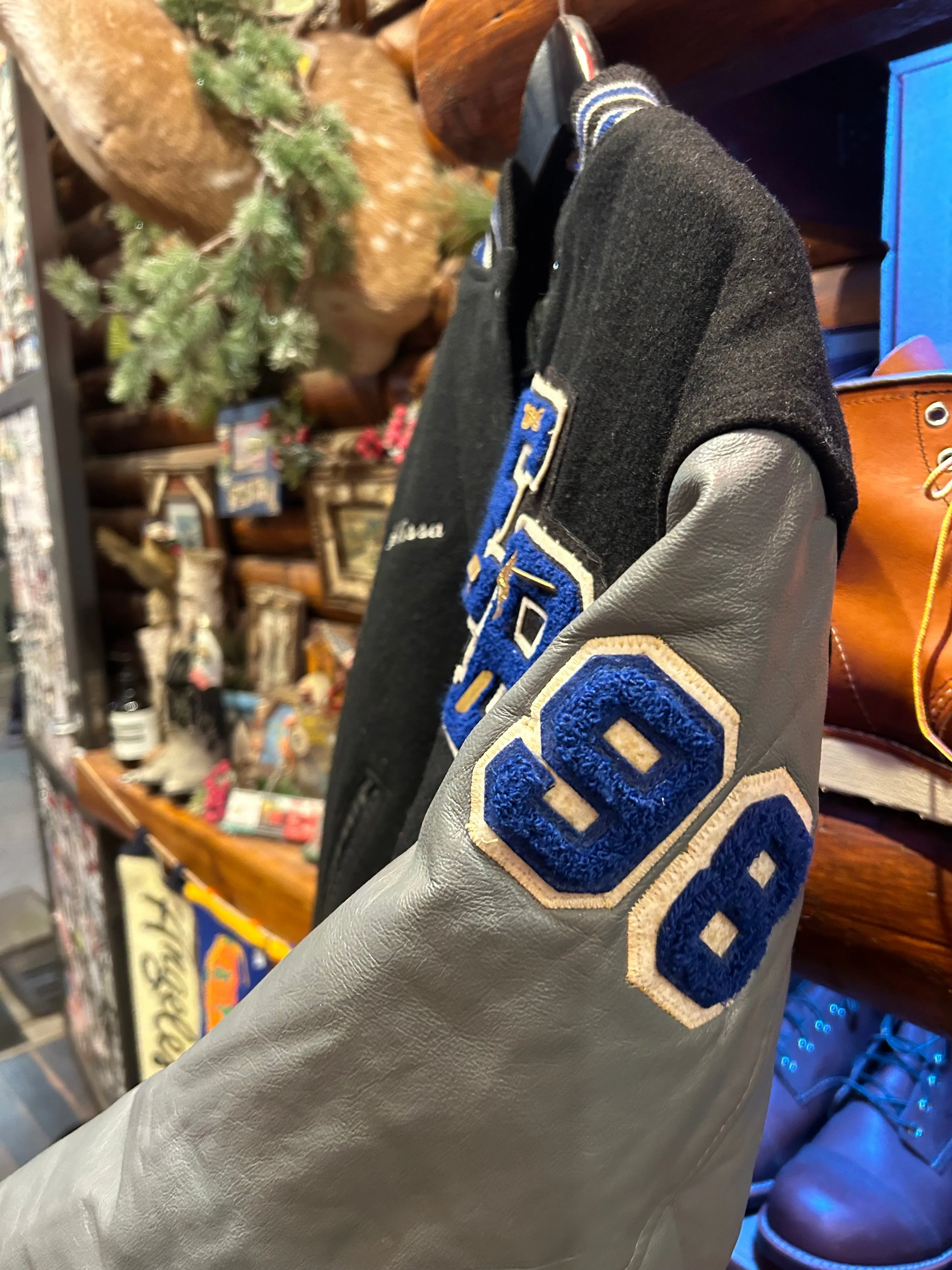 Vintage Huskies Letterman Jacket W Pins, Large