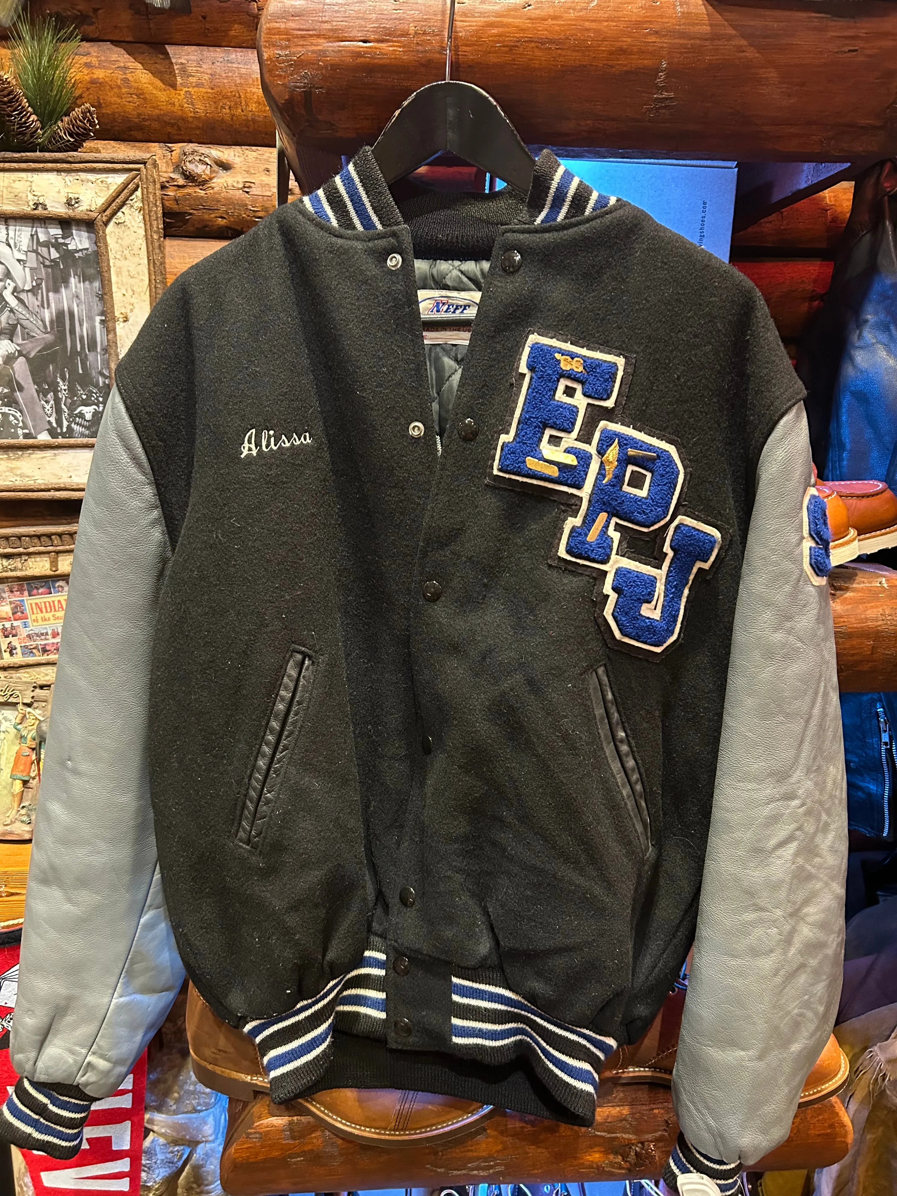 Vintage Huskies Letterman Jacket W Pins, Large