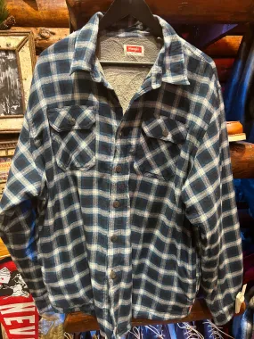 Vintage Wrangler Sherpa Lined Blue Check Light Jacket, XL