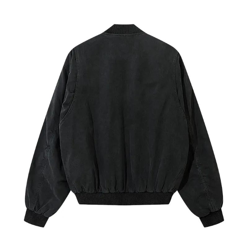 Washed denim quilted lining bomber