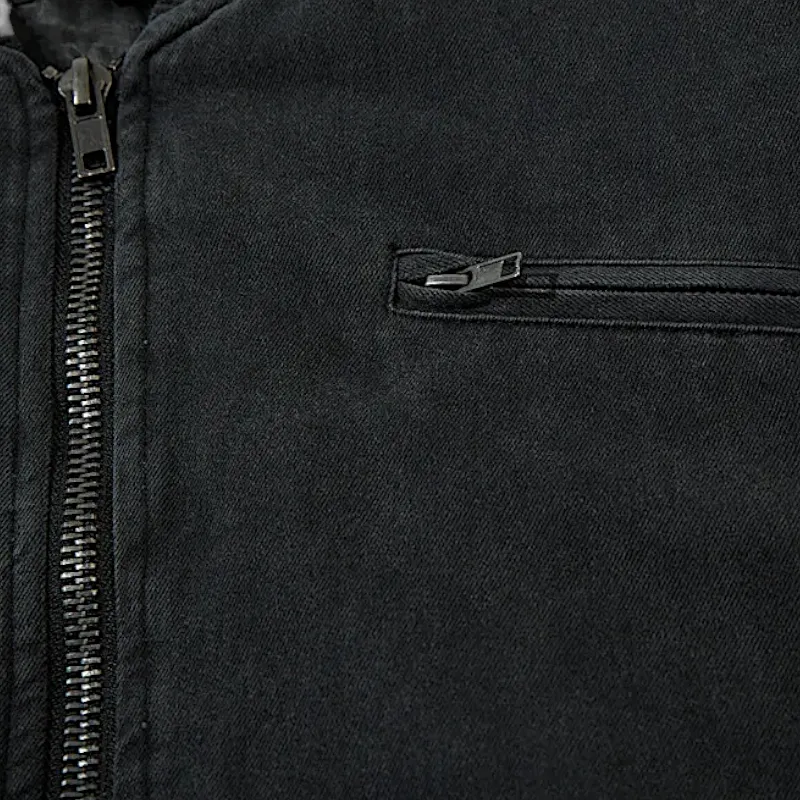 Washed denim quilted lining bomber