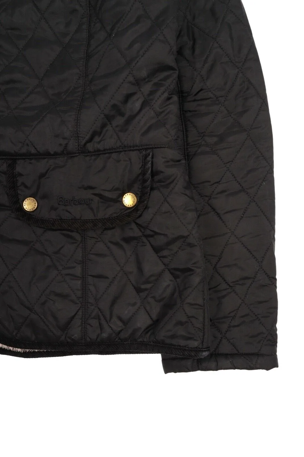 Women's BARBOUR Black Quilted Fleece Lined Jacket Size UK 14 US 10