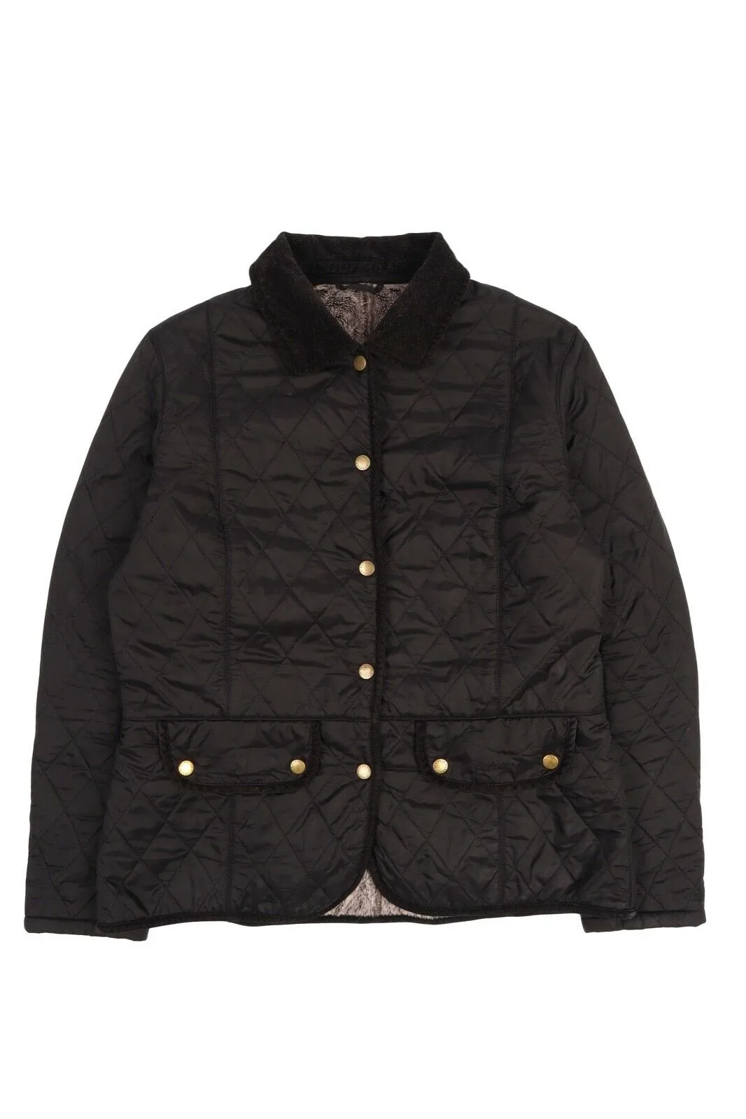 Women's BARBOUR Black Quilted Fleece Lined Jacket Size UK 14 US 10