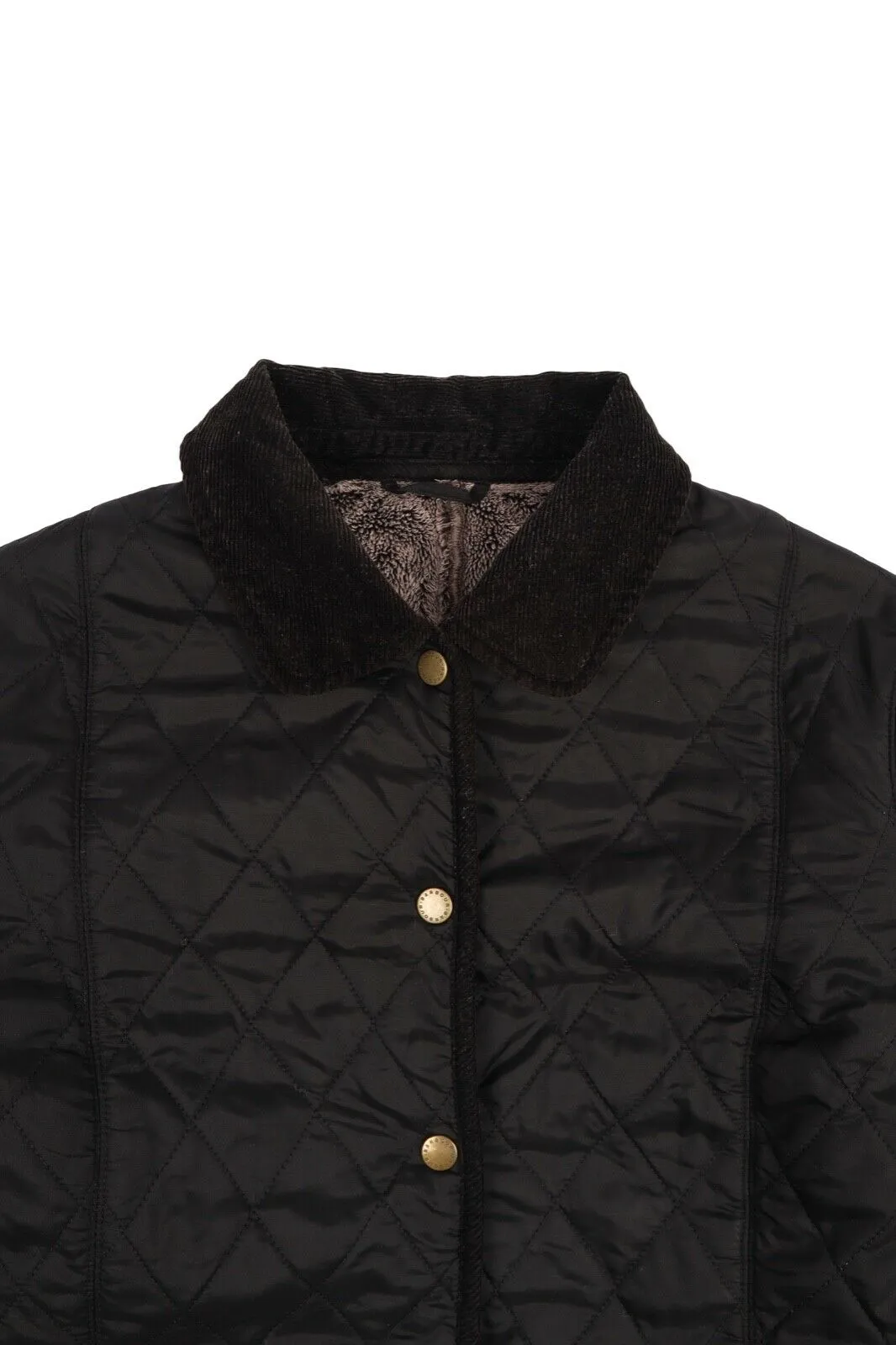 Women's BARBOUR Black Quilted Fleece Lined Jacket Size UK 14 US 10