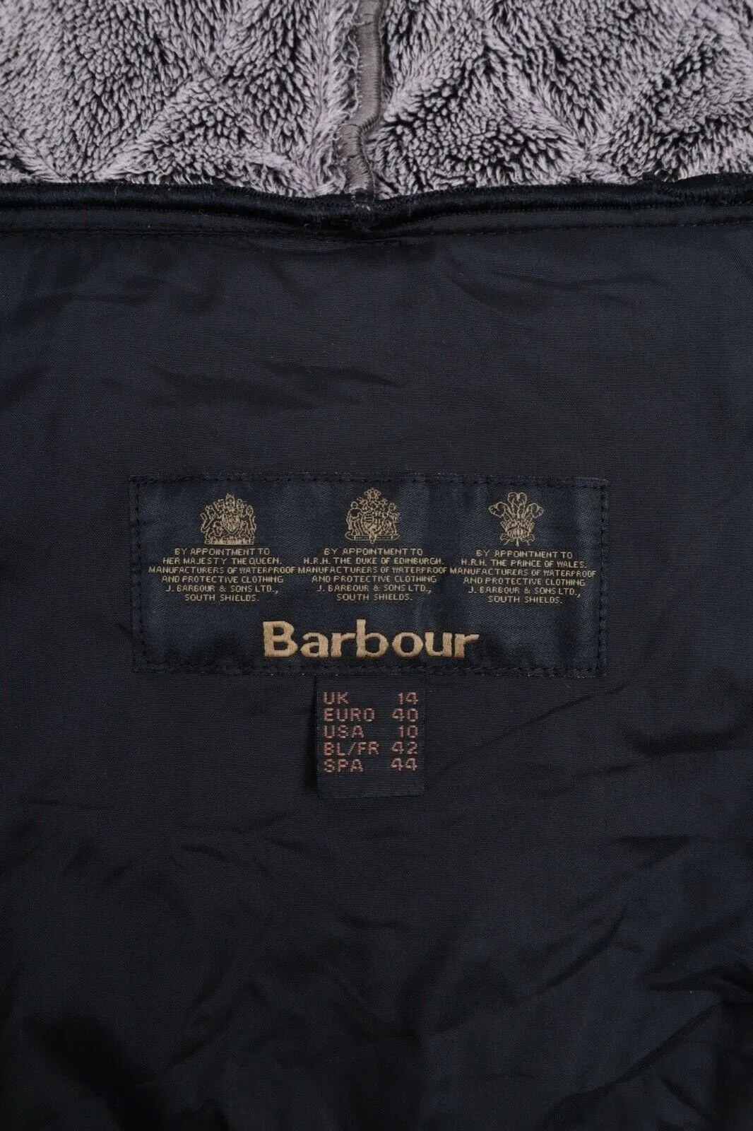 Women's BARBOUR Black Quilted Fleece Lined Jacket Size UK 14 US 10
