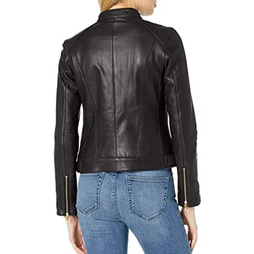 Women's Quilted Leather Jacket