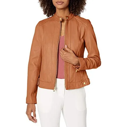 Women's Quilted Leather Jacket